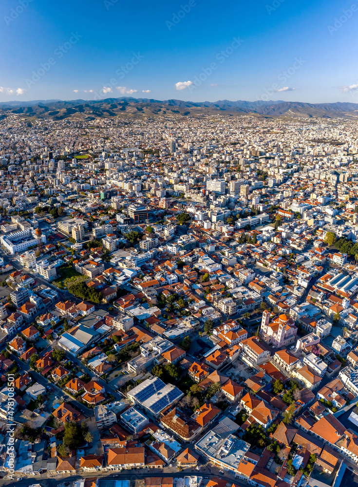 Panoramic aerial view of historical center of Limassol, Cyprus