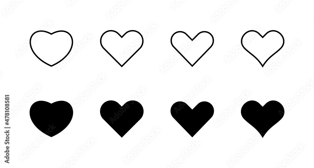 Love icons set. Heart sign and symbol. Like icon vector.