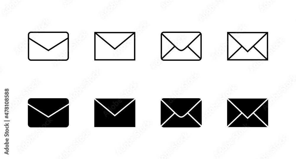 Mail icons set. email sign and symbol. E-mail icon. Envelope icon Mail icons set. email sign and symbol. E-mail icon. Envelope icon
