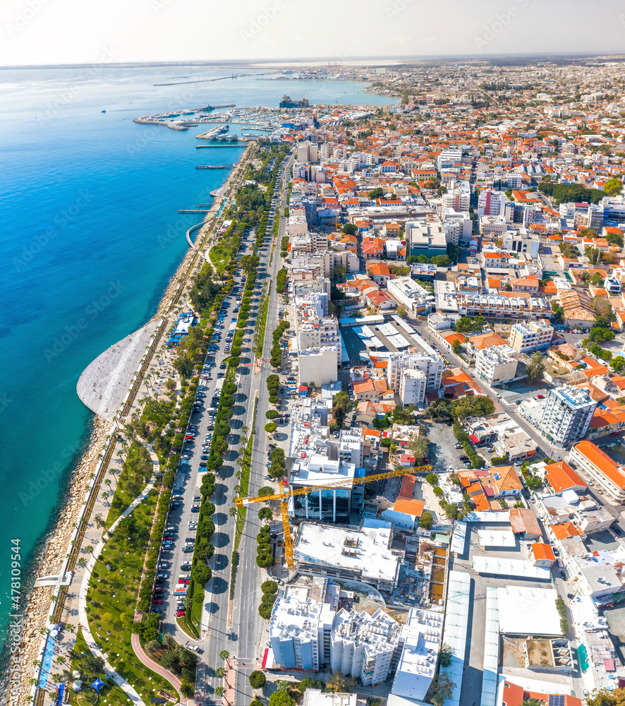 Aerial view of Molos area of Limassol, Cyprus