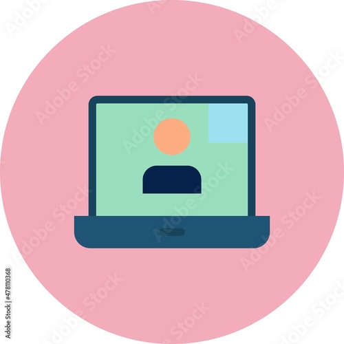 Video Call Flat Circle Vector Icon Design