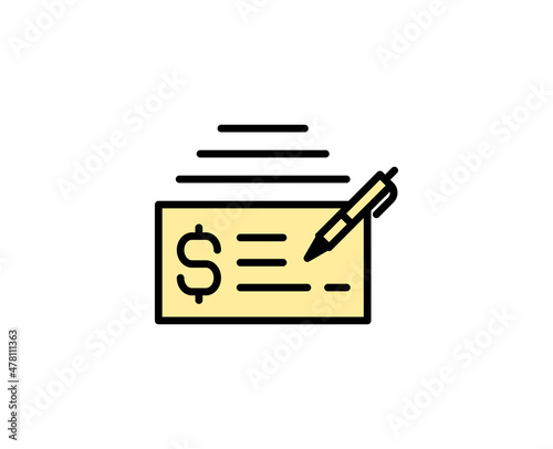 Cheque line icon. Vector symbol in trendy flat style on white background. Commerce sing for design.