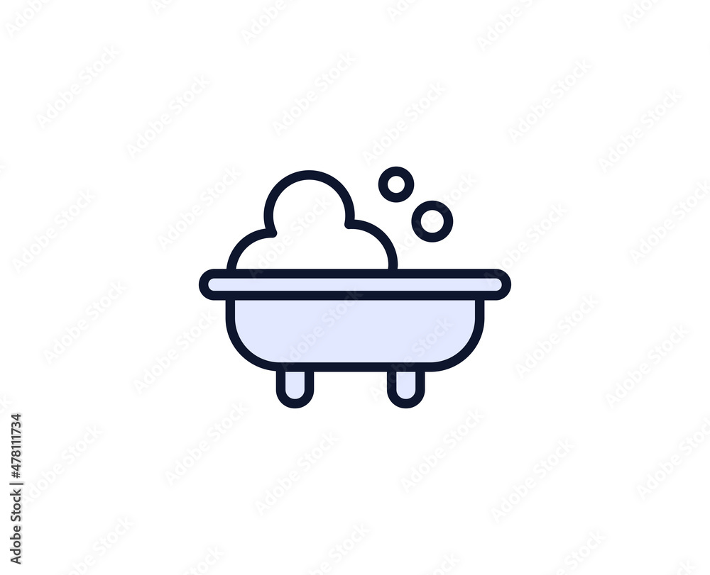 Bath flat icon. Single high quality outline symbol for web design or mobile app. House thin line signs for design logo, visit card, etc. Outline pictogram EPS10 Bath flat icon. Single high quality outline symbol for web design or mobile app. House thin line signs for design logo, visit card, etc. Outline pictogram EPS10