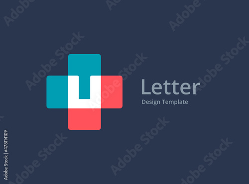 Letter U with cross and plus medical logo icon design template elements photo