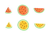 Vector set illustration of a watermelon