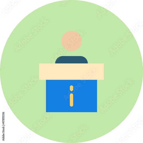 Information Desk Flat Circle Vector Icon Design