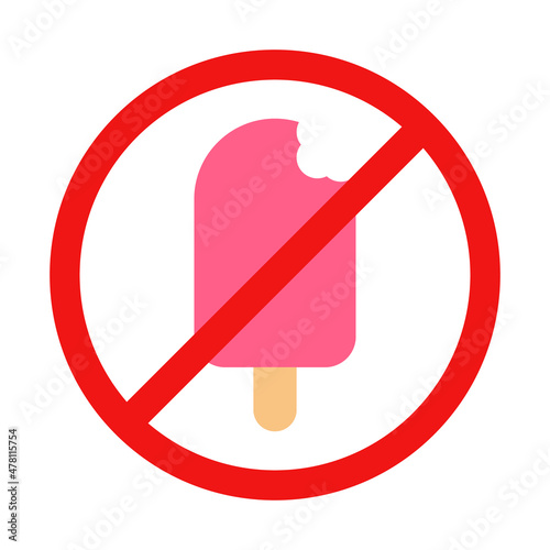 No Popsicle Sign on White Background