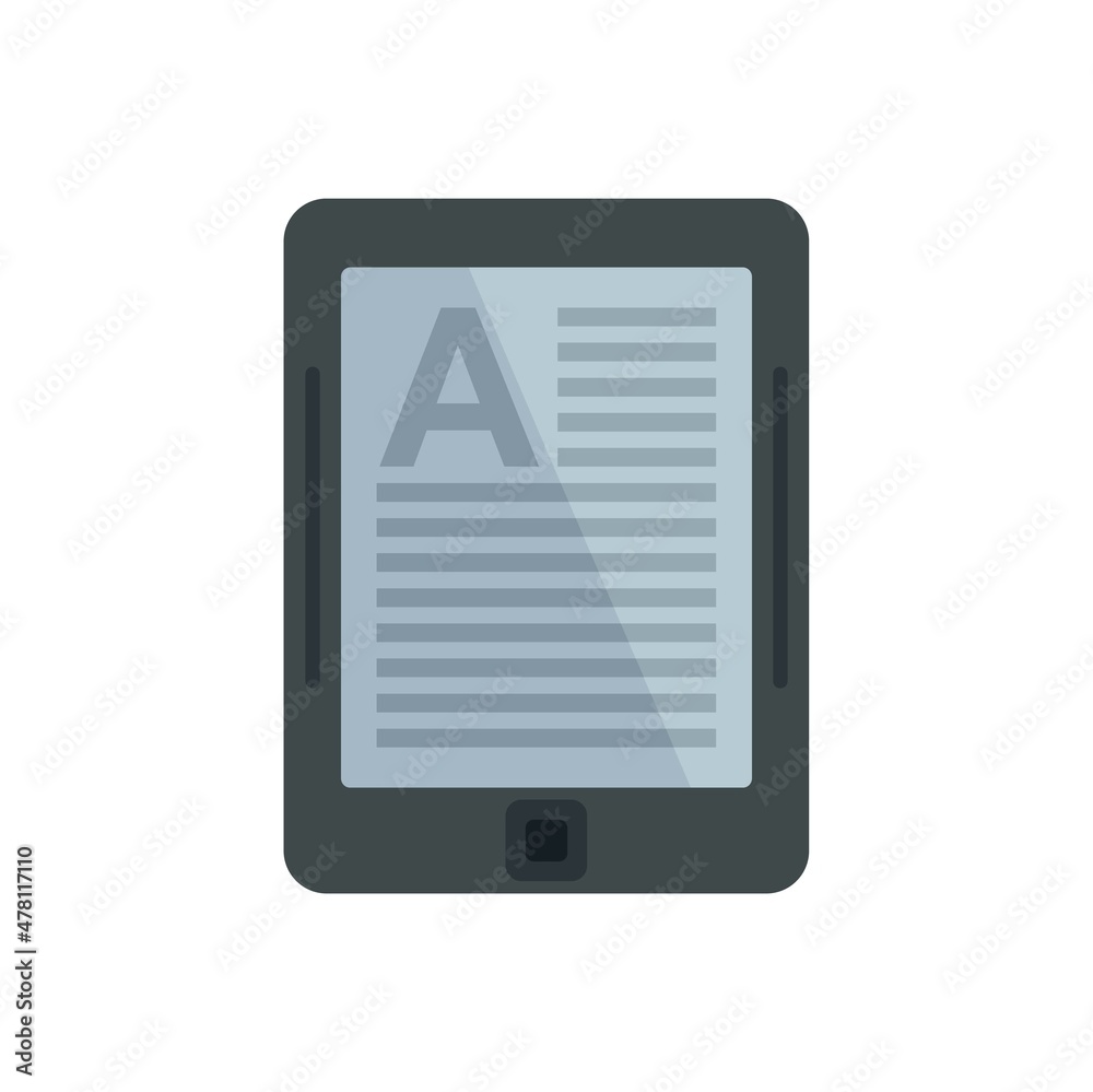 Library tablet reader icon flat isolated vector