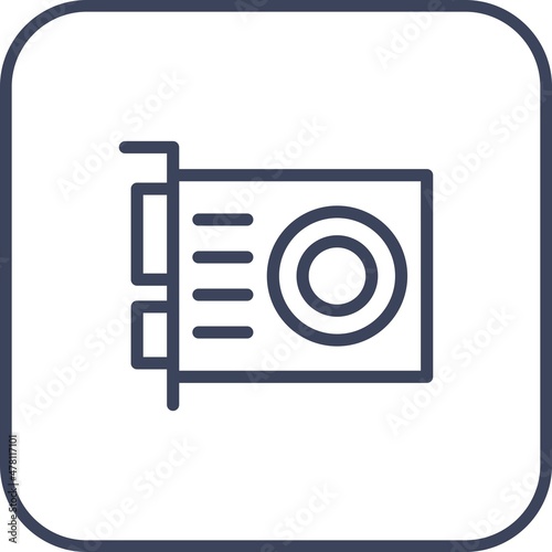 Grafic Card Line Round Corner Vector Icon Design