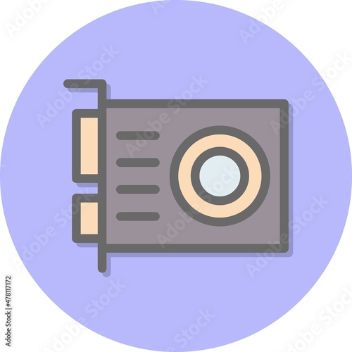 Grafic Card Line Filled Circle Vector Icon Design