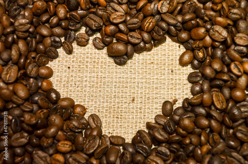 Heart from coffee beans