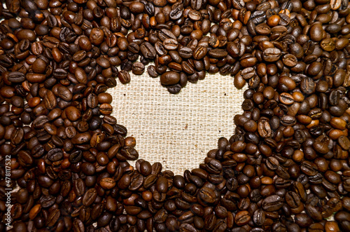 Heart from coffee beans