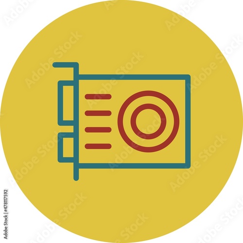 Grafic Card Line Two Color Vector Icon Design