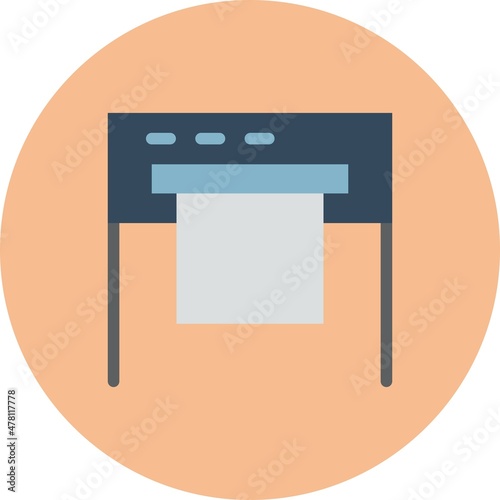 Plotter Flat Circle Vector Icon Design