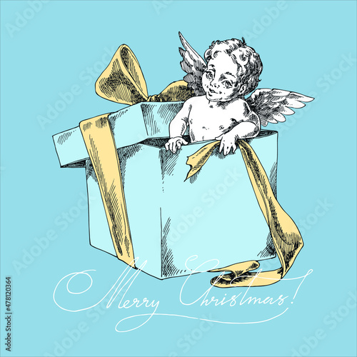 Little cupid in the new year gift.