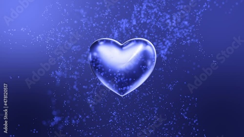 Valentine's day blue animation Hearts Greeting love hearts. Festive of bokeh, sparkles, hearts. Wedding anniversary. Seamless loop background. 3d animation