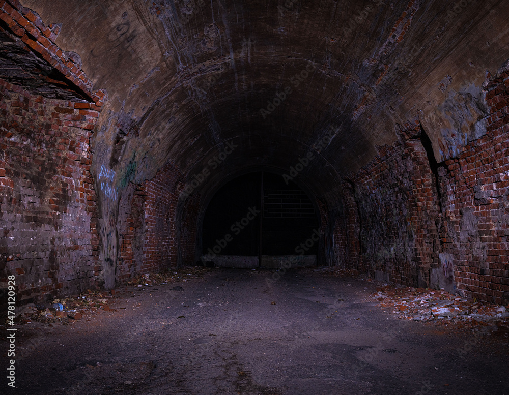 old abandoned tunnel under the bridge