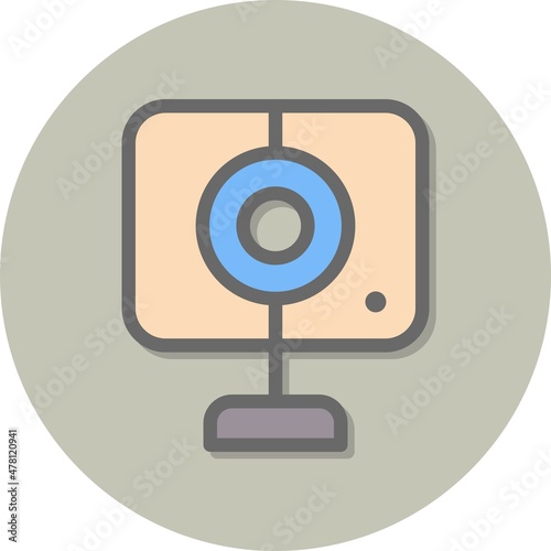 Webcam Line Filled Circle Vector Icon Design