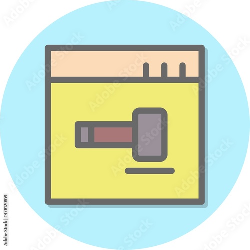 Gavel Line Filled Circle Vector Icon Design