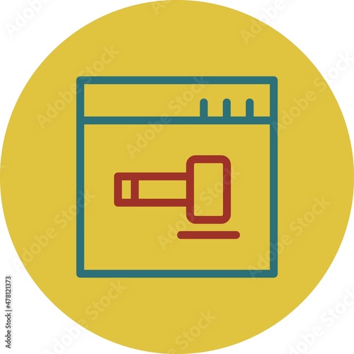 Gavel Line Two Color Vector Icon Design