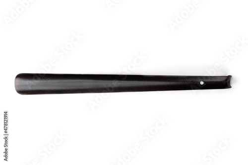 Metal shoehorn isolated on white background.