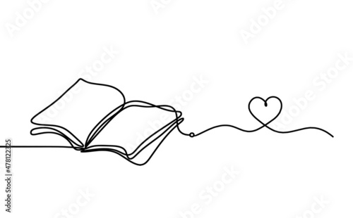 Abstract open book as line drawing on white background. Vector