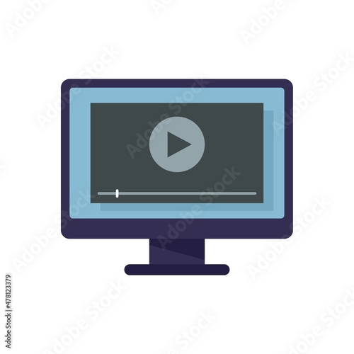 Monitor screen recording icon flat isolated vector