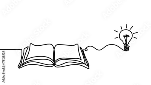 Abstract open book as line drawing on white background. Vector