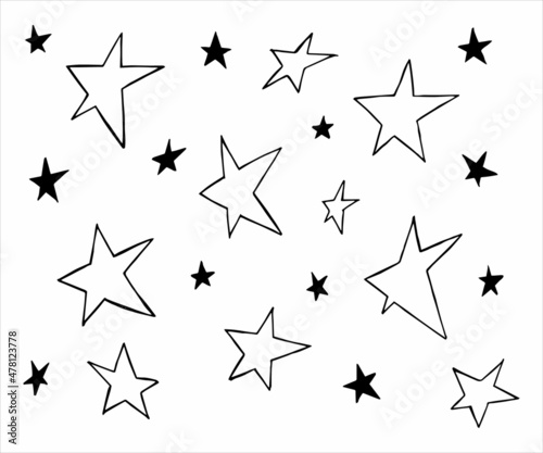 Doodle set of hand drawn stars