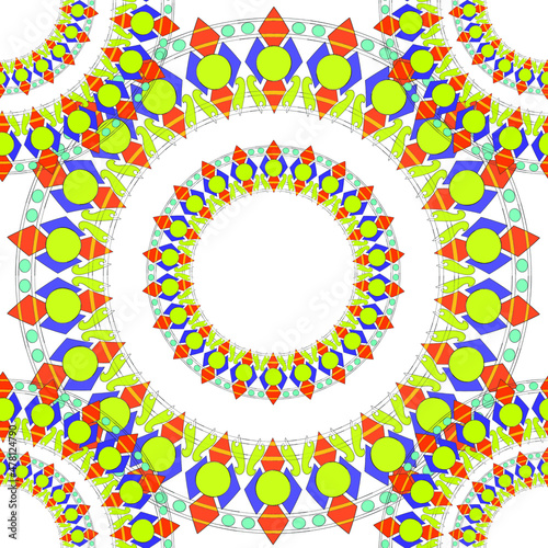 White background with abstract colorful circles. Vector seamless pattern.