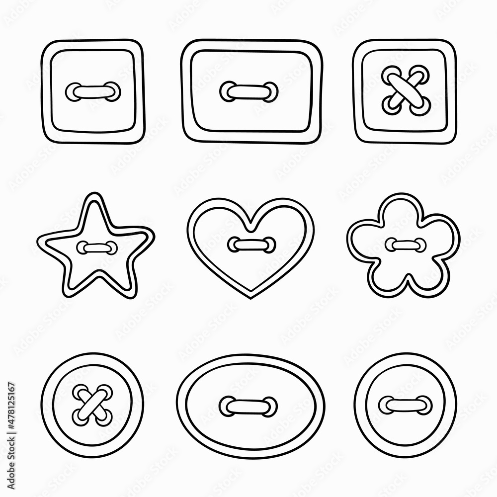 Clothe buttons vector sketch isolated on white background Clothe buttons vector sketch isolated on white background