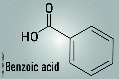 Benzoic acid - food and cosmetic preservative, E210 additive, skeletal chemical formula