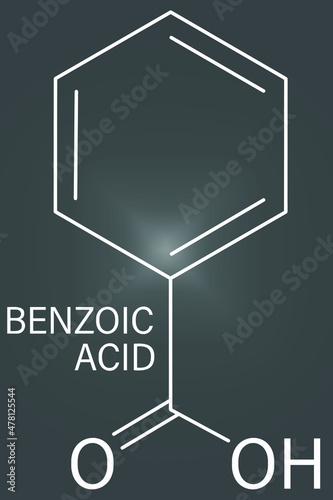 Benzoic acid - food and cosmetic preservative, E210 additive, skeletal chemical formula