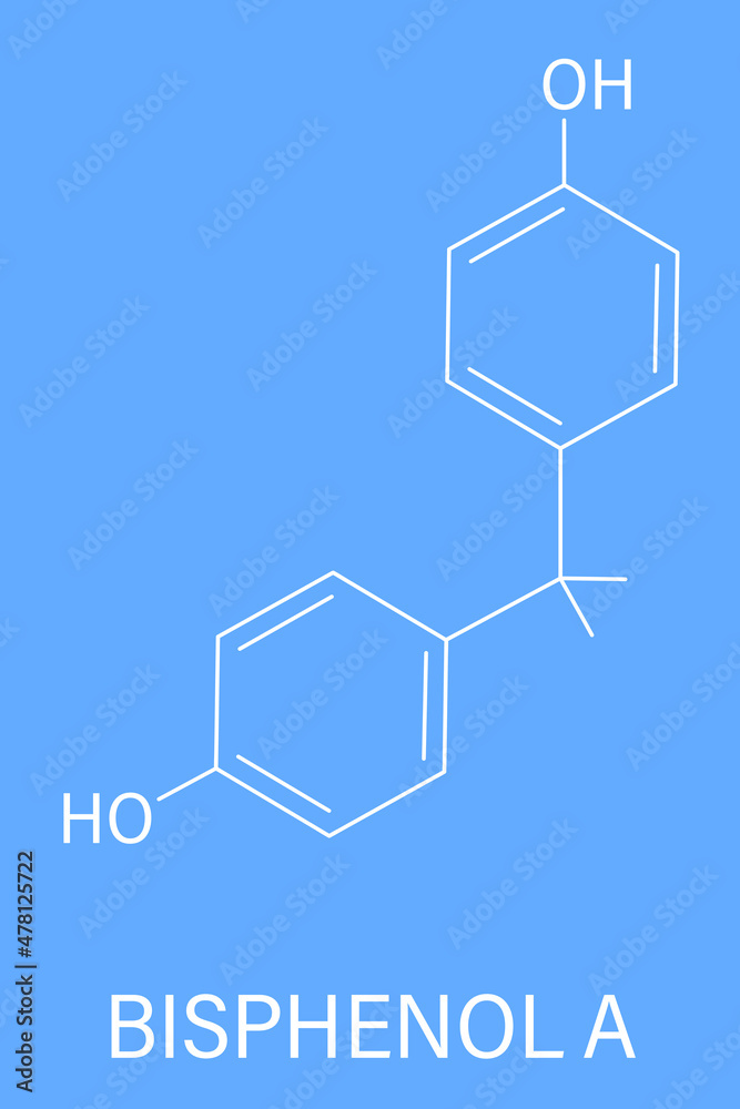 Bisphenol A Or BPA Plastic Pollutant Molecule. Chemical Often Present ...