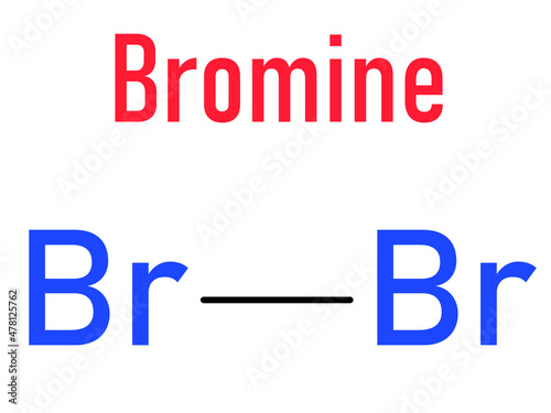 Elemental bromine, Br2, molecule. Skeletal formula.