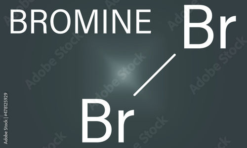 Elemental bromine, Br2, molecule. Skeletal formula. photo