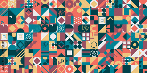 Colorful mosaic covers design. Minimal geometric pattern background