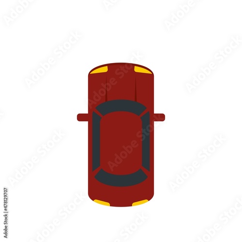 Top view driverless car icon flat isolated vector
