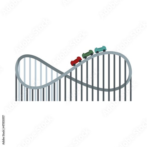 Roller coaster icon flat isolated vector