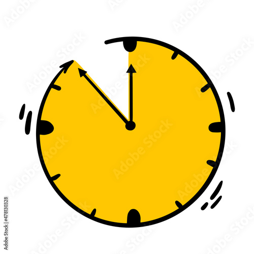 Clock stopwatch saving daylight symbol hand drawn in scribble vector style. Circle watches with arrows.
