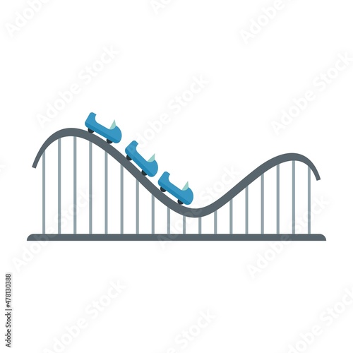 Roller coaster attraction icon flat isolated vector