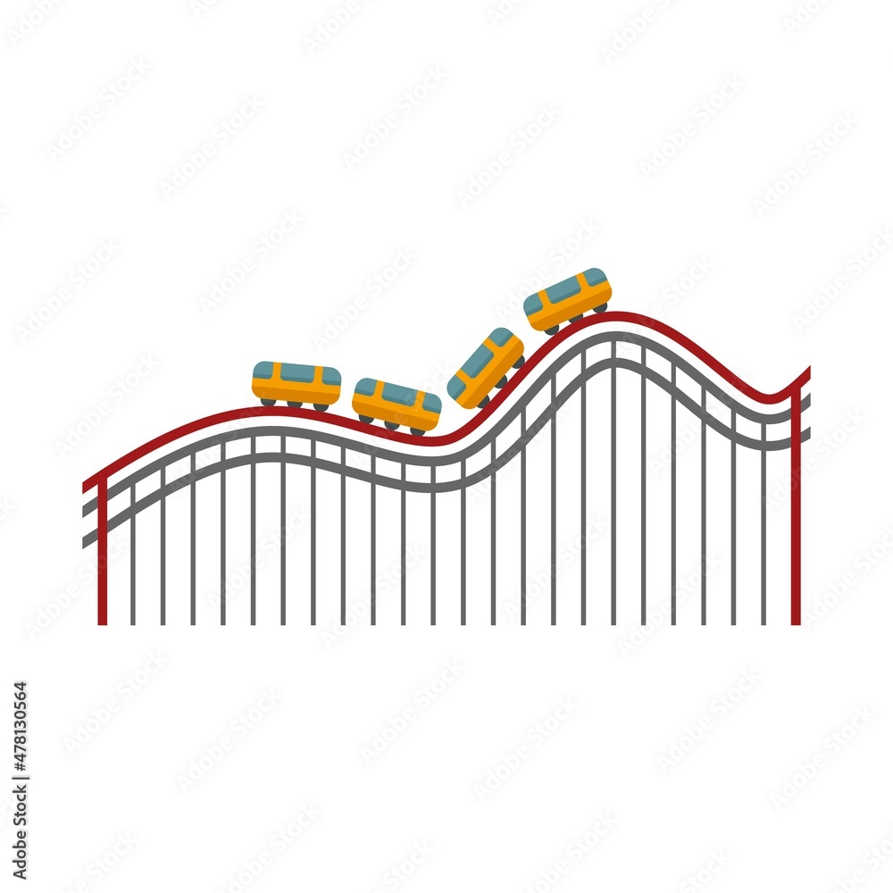 Roller coaster fun icon flat isolated vector
