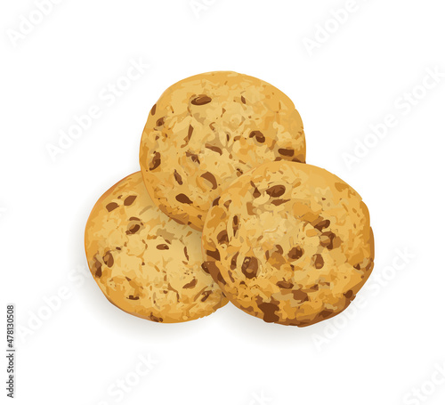 Simple Cookie Isolated, Oatmeal Sugar Bitten Cookies