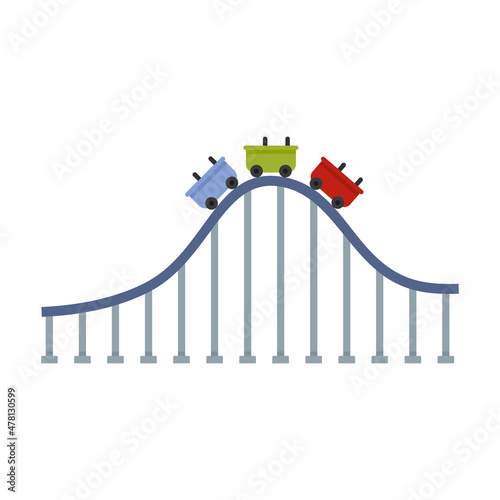 Roller coaster train icon flat isolated vector