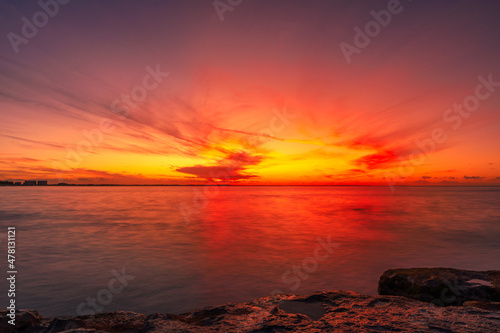 Fototapeta Naklejka Na Ścianę i Meble -  Sunset over Grace Bay, Pelican Beach, Providenciales, Turks and Caicos