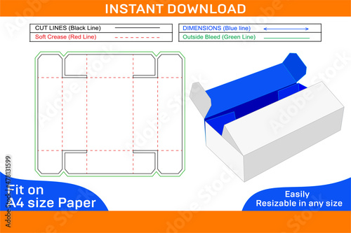 Double tuck Corrugated box dieline template and 3D box design Box dieline and 3D box