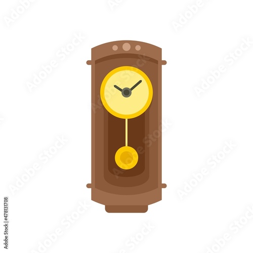 Classical pendulum clock icon flat isolated vector