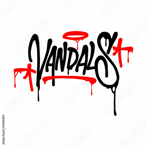 vandals.black letters on a white background.modern typography design.vector lettering in graffiti style.illustration perfect for web design,t shirt,bags,poster,etc