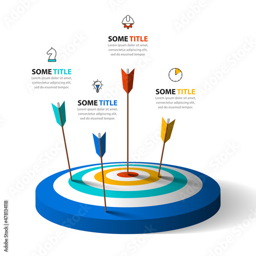 Infographic template with icons and 4 options or steps. Target