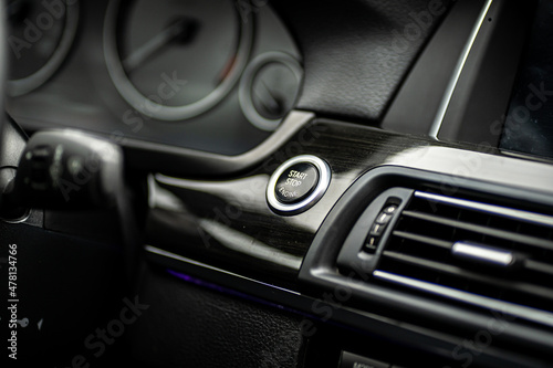 Control panel dashboard car fragment. Automatic transmission gear shift in car © Iryna